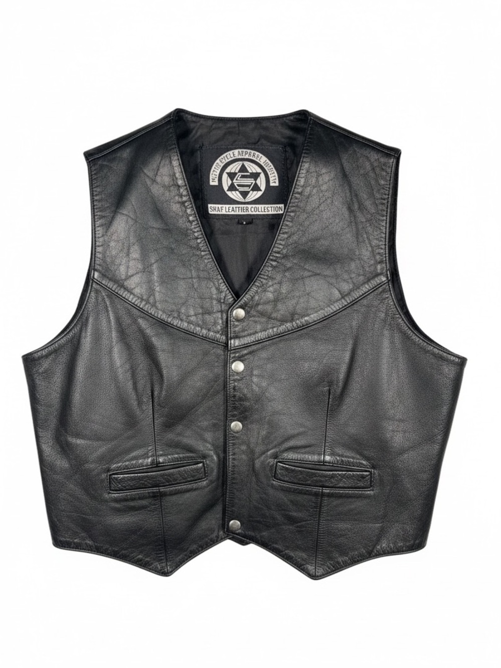 SHAF Leather Unisex Black Leather Vest